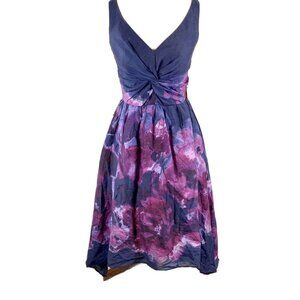 LELA ROSE from Neiman Marcus silk Purple Watercolor dress / size 8